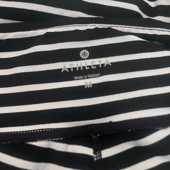 Athleta Women's White and Black Striped Leggings Size M - Picture 3 of 3